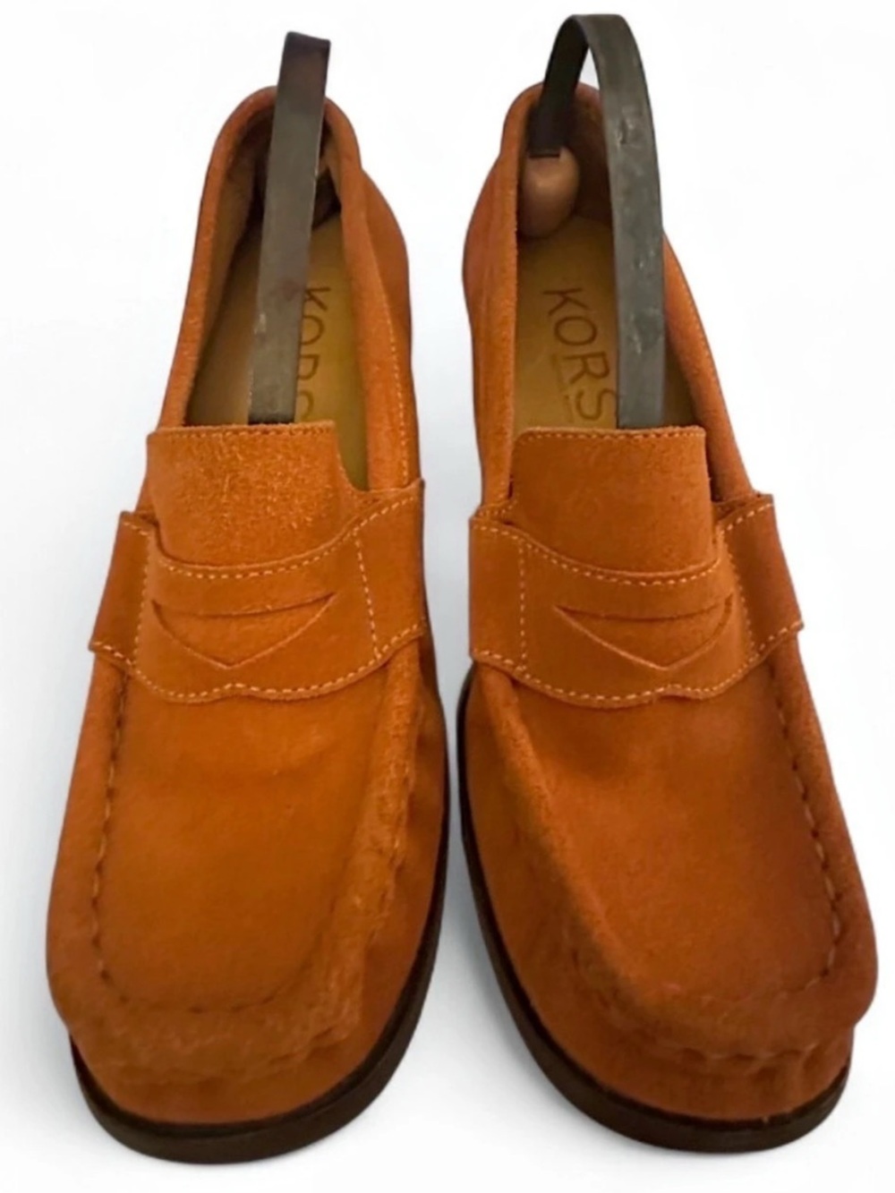 Michael Kors Leather Wedge Loafers Brown US 8.5
